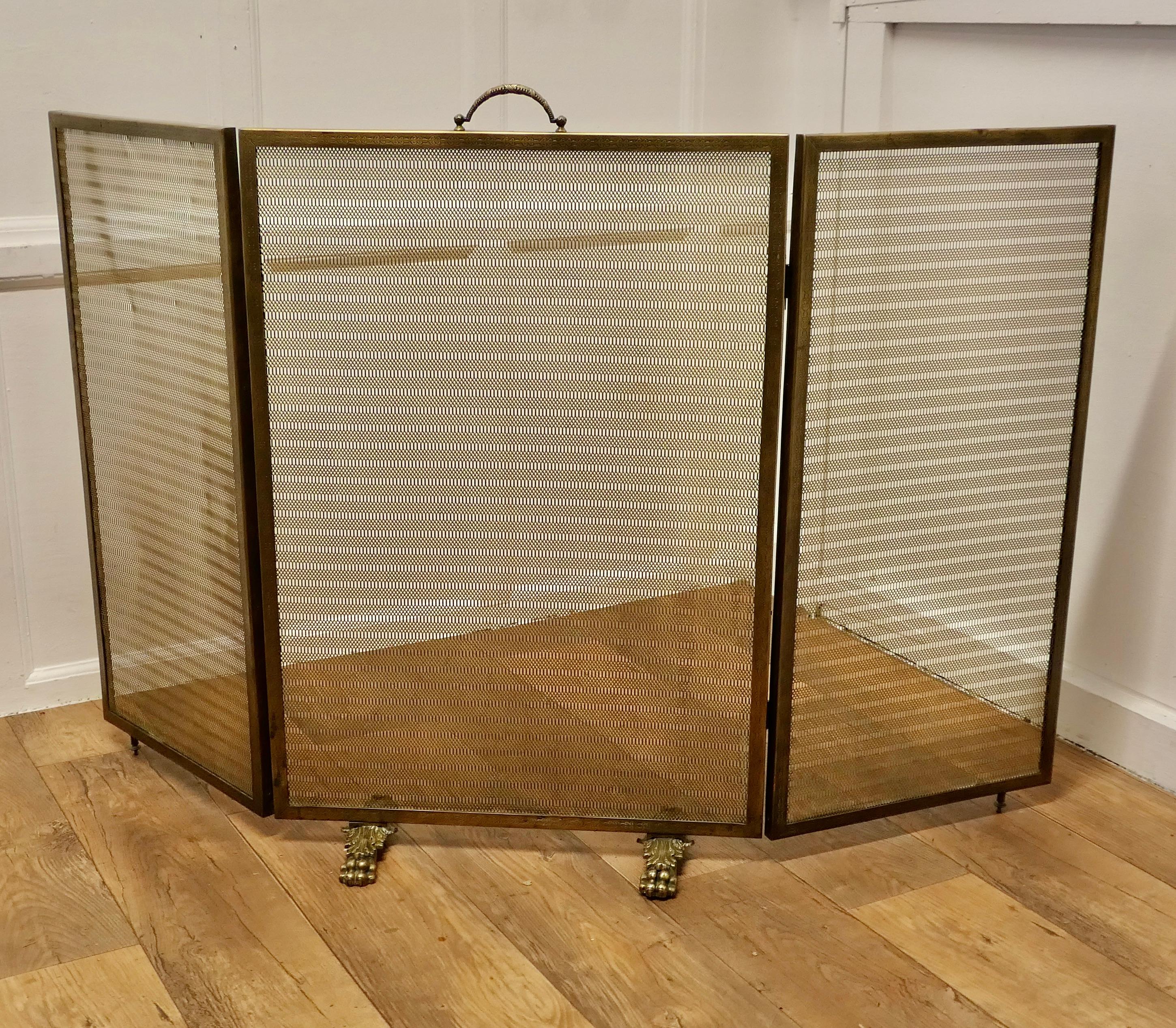 Very Large Adjustable French Chateau Brass Fire Screen/Fire Guard    4