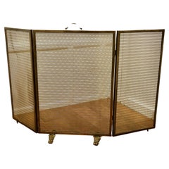Very Large Adjustable French Chateau Brass Fire Screen/Fire Guard