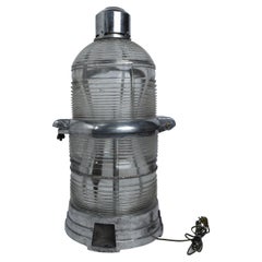 Used Very Large Rare Nautical Aluminum Beacon Light w Fresnel Lens, Hughey & Phillips