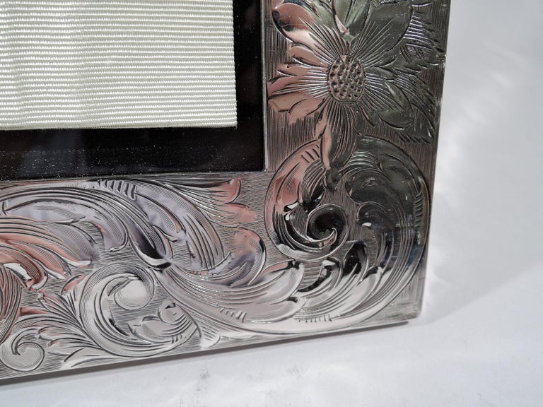 Very Large American Art Nouveau Sterling Silver Picture Frame For Sale 2