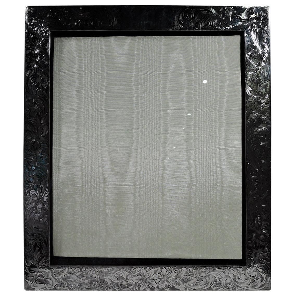 Very Large American Art Nouveau Sterling Silver Picture Frame
