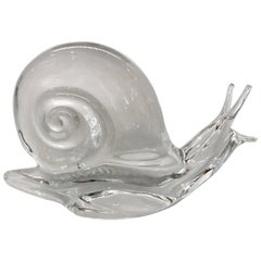 Very Large and Beautiful Crystal Snail/Escargot Signed Daum