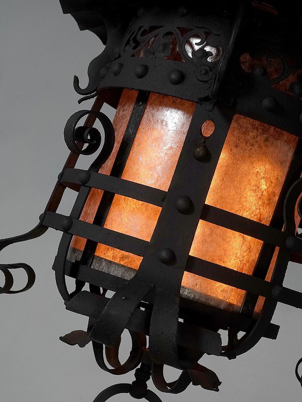 Arts and Crafts Very Large And Early Estate Gas Lantern With Wall Bracket For Sale