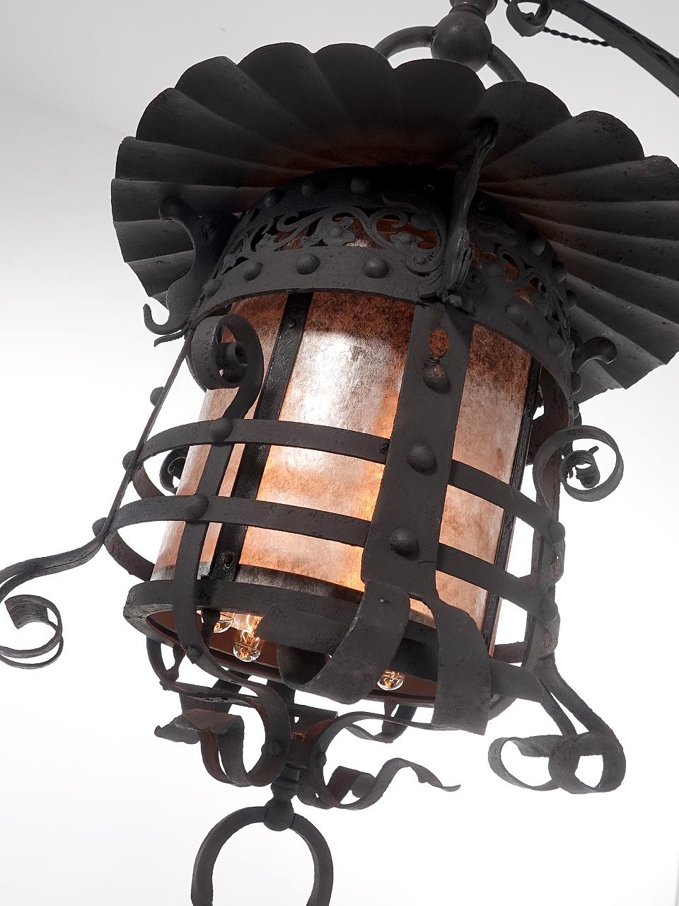 Hand-Crafted Very Large And Early Estate Gas Lantern With Wall Bracket For Sale