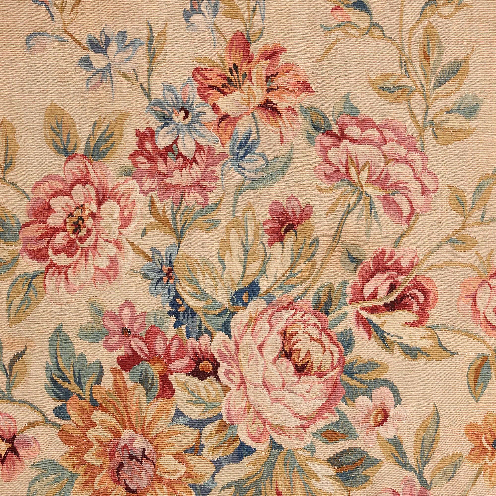 French Very Large and Fine Aubusson Floral Carpet For Sale