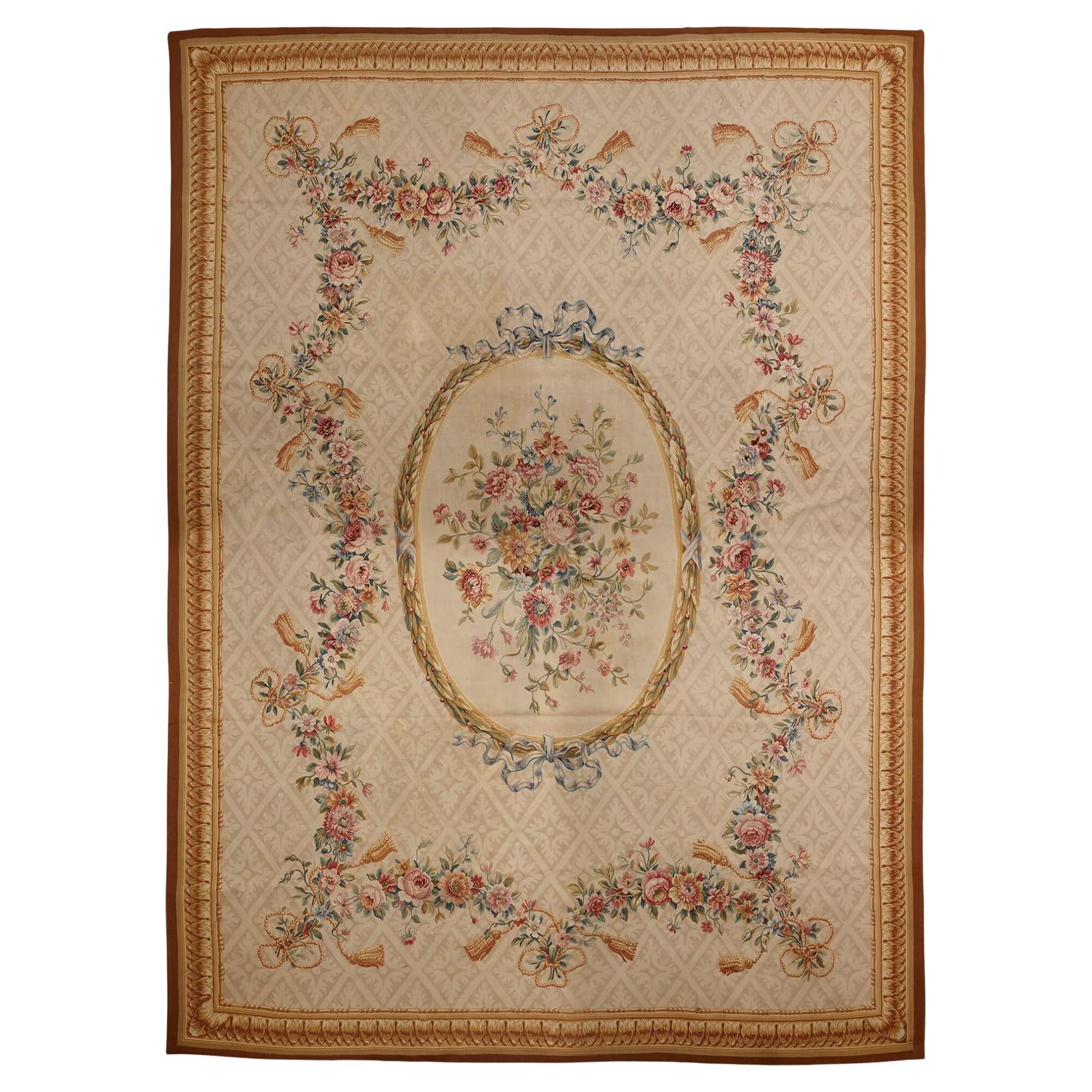 Very Large and Fine Aubusson Floral Carpet For Sale
