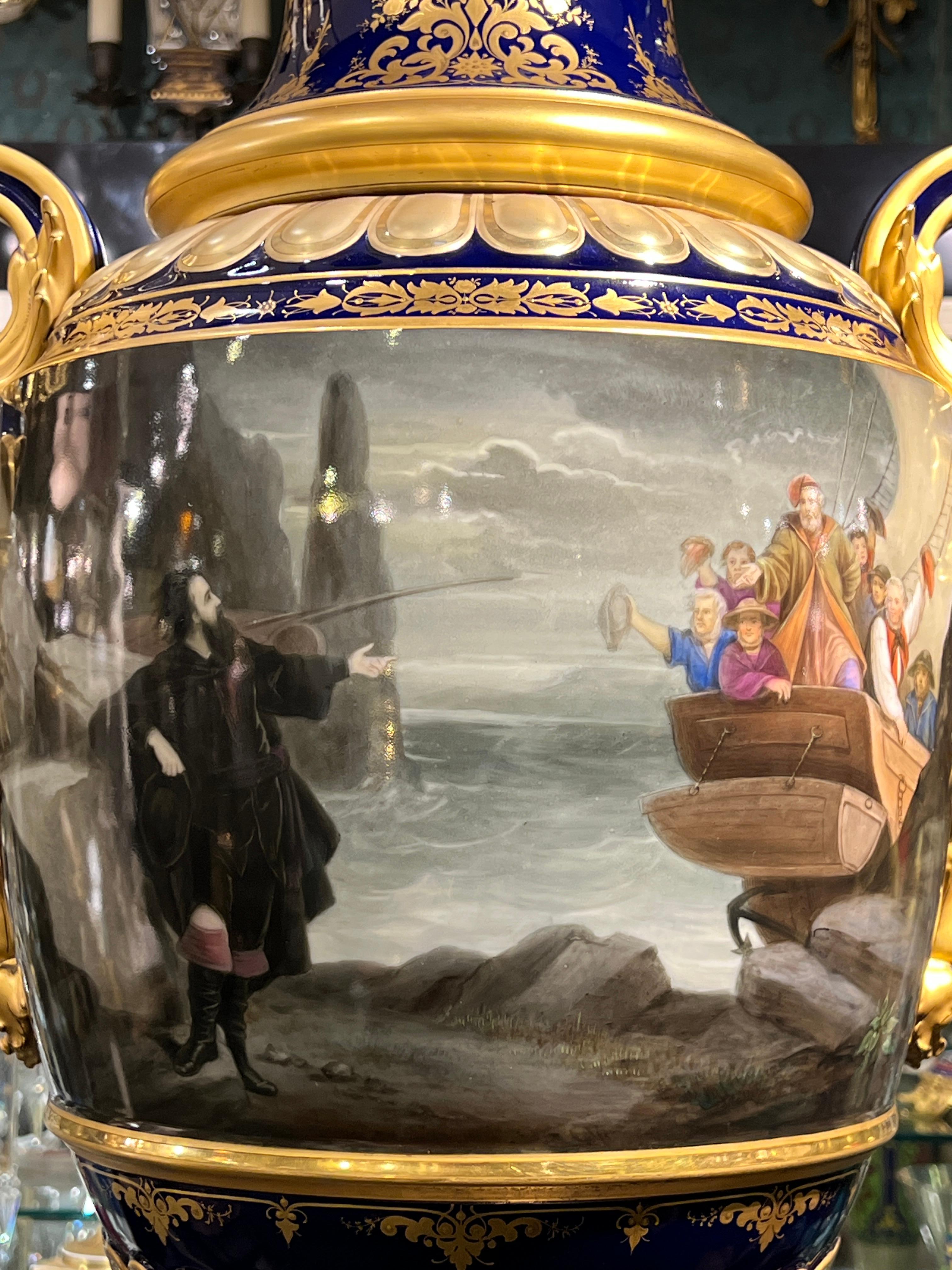 Porcellana very large and Impressive 19 century Vienna Style Porcelain Vase in vendita