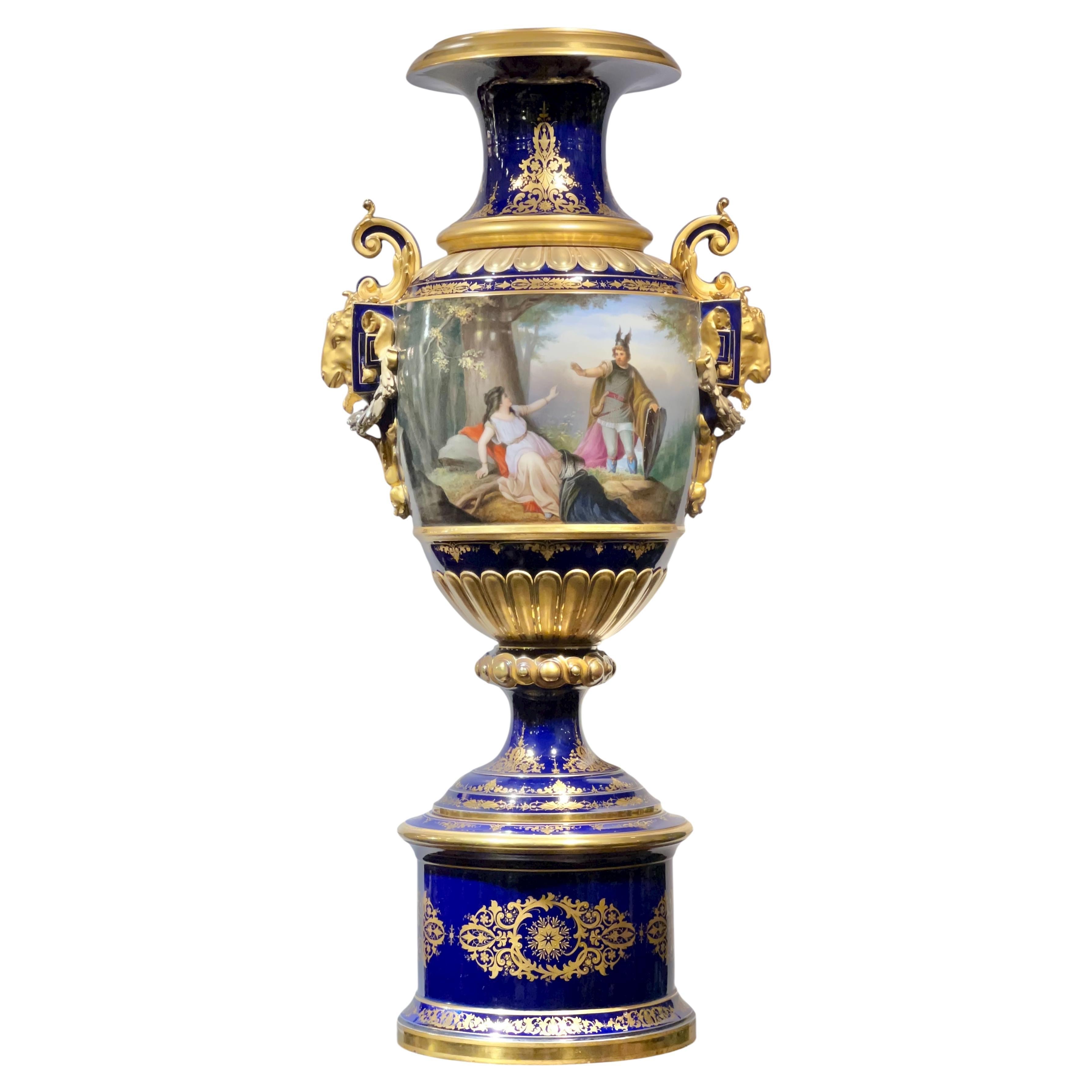 very large and Impressive 19 century Vienna Style Porcelain Vase