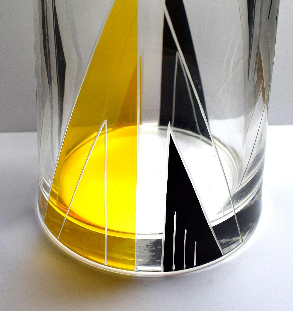 Very Large and Impressive Art Deco Czech Geometric Enamel Decorated Vase In Excellent Condition In Devon, England