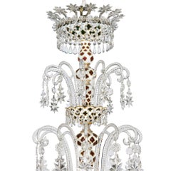 Very Large Antique Baccarat Overlay Glass Chandelier