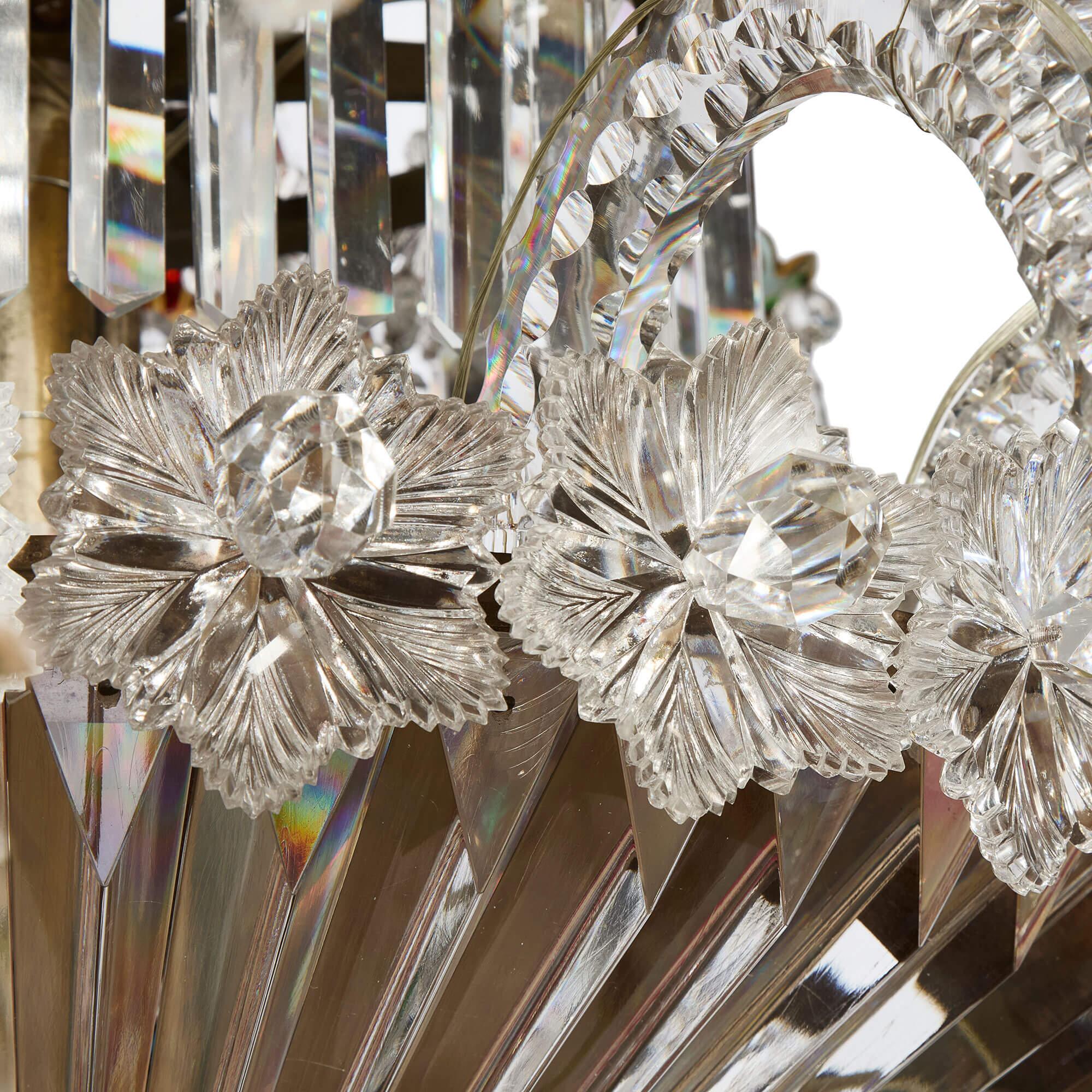 Gilt Very Large Antique Baccarat Overlay Glass Chandelier For Sale