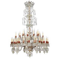 Very Large Antique Baccarat Overlay Glass Chandelier