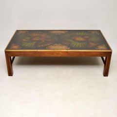 Very Large Antique Brass and Mahogany Atlas Coffee Table