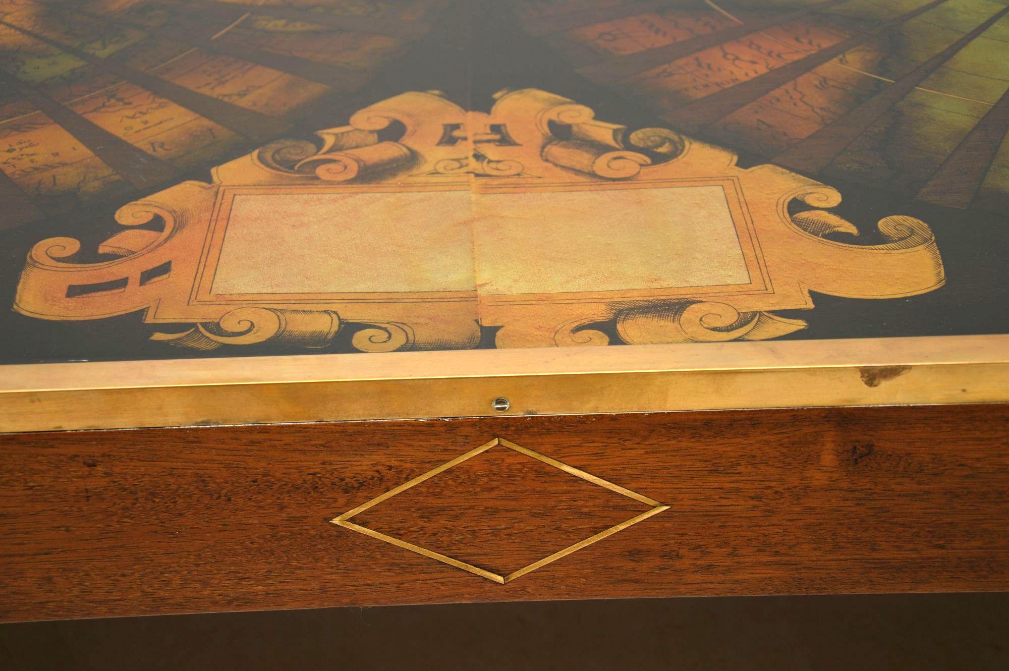 Very Large Antique Brass and Mahogany Atlas Coffee Table 2