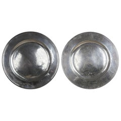 Very Large Antique Brightly Polished Pewter Chargers, English, 17th Century