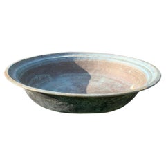 Antique Bronze Batik Dye Storage Bowl / Garden Water Bowl / Planter