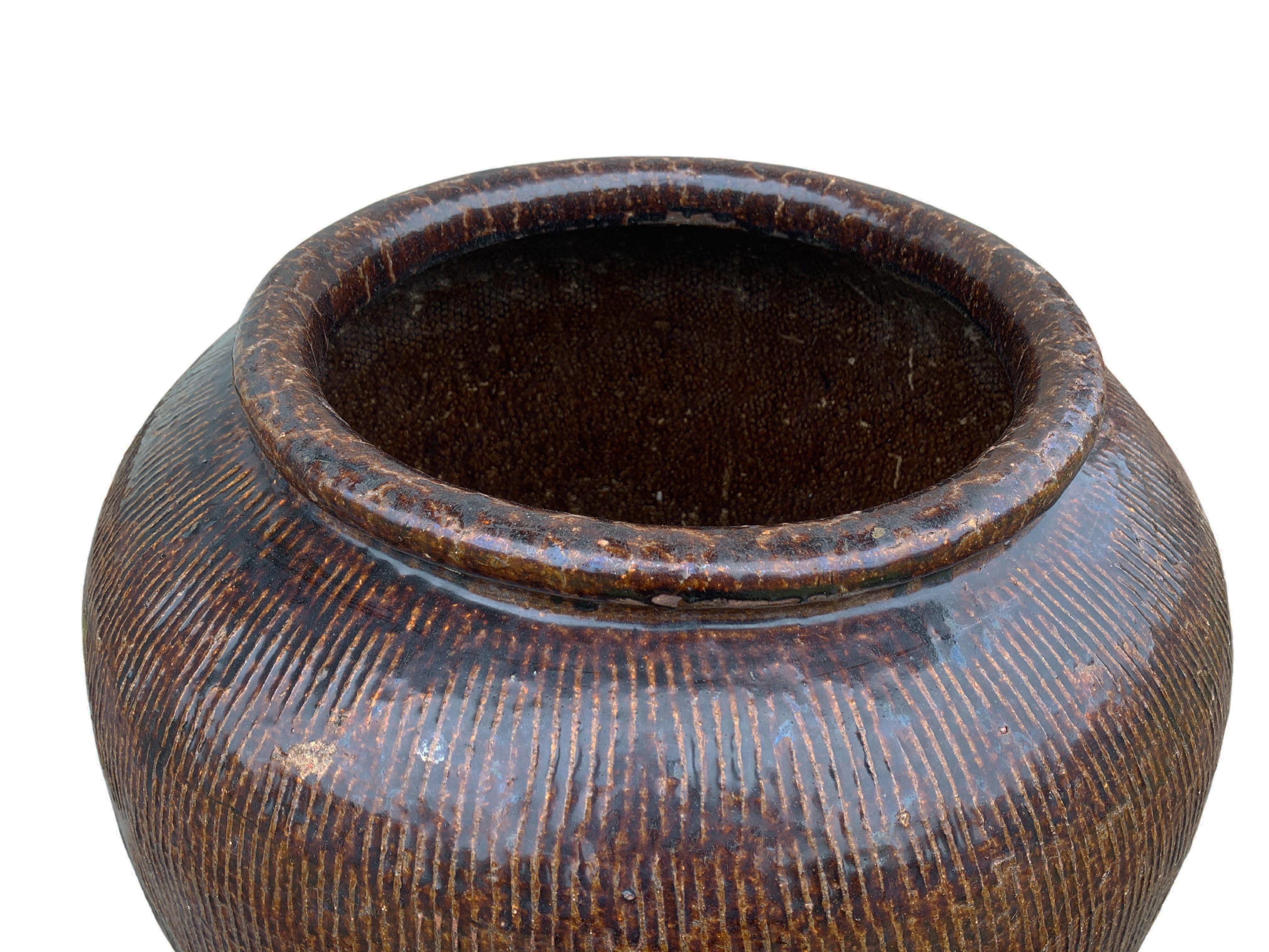 Antique Chinese Glazed Ceramic Soy Sauce Jar, c. 1900 1