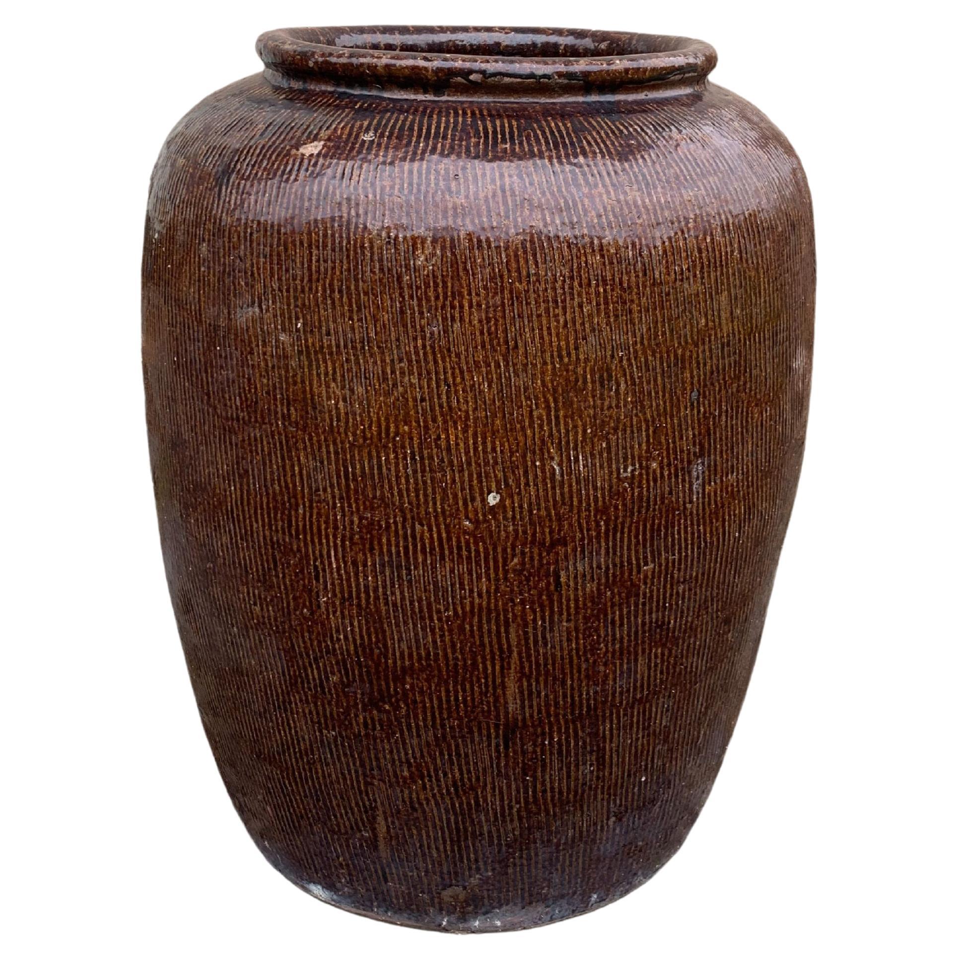 Antique Chinese Glazed Ceramic Soy Sauce Jar, c. 1900