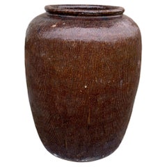 Very Large Antique Chinese Glazed Ceramic Soy Sauce Jar, c. 1900