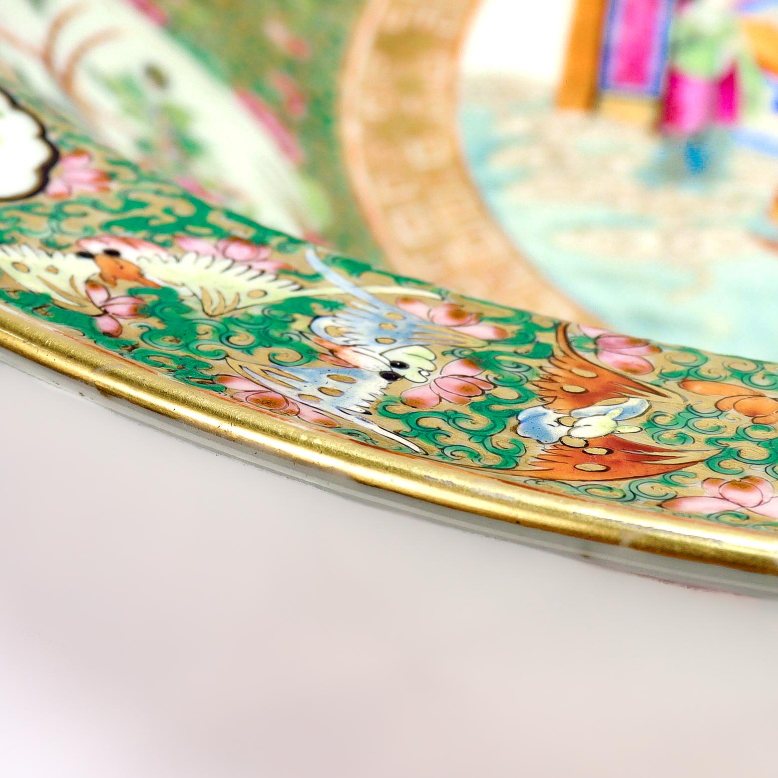 Très grand bol ou bassin antique chinois à médaillon rose de la période Qing en vente 11