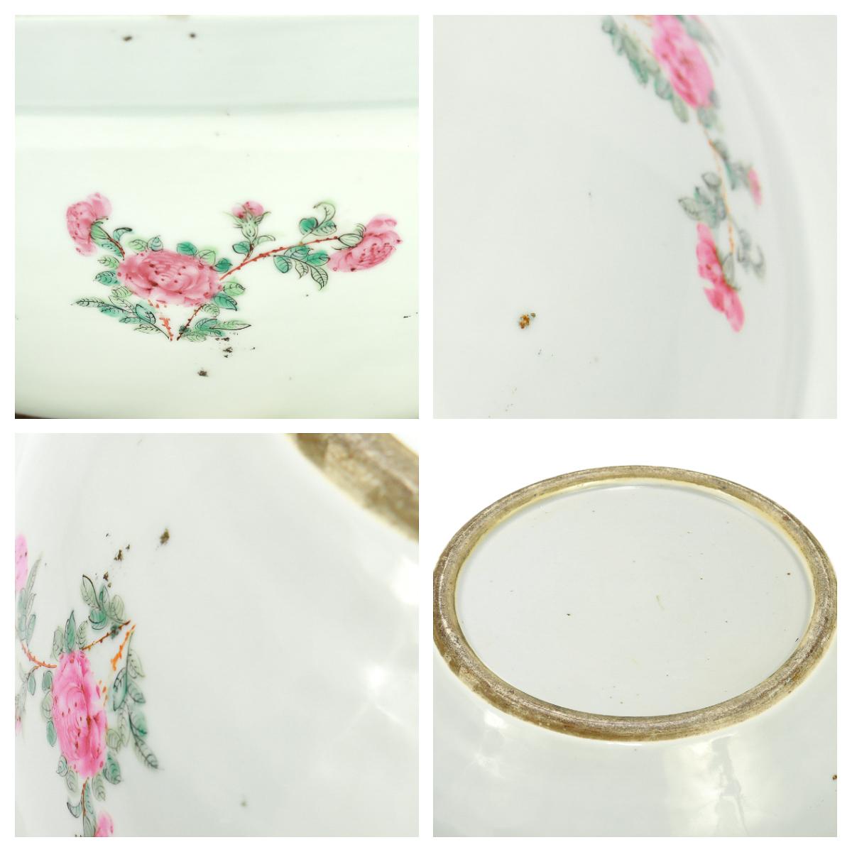 Très grand bol ou bassin antique chinois à médaillon rose de la période Qing en vente 12