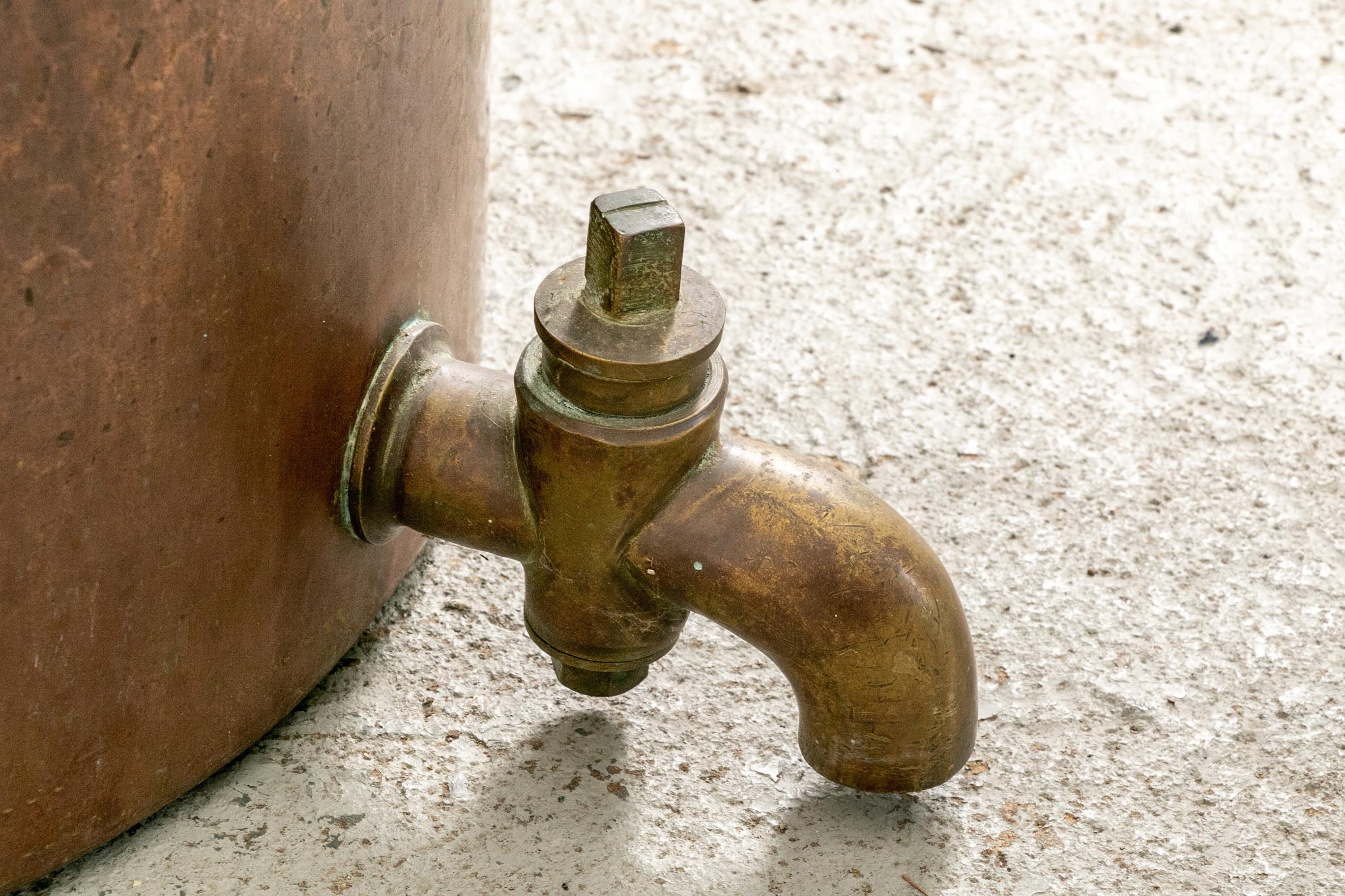 Very Large Antique Copper Lidded Dispenser with Brass Spigot 6