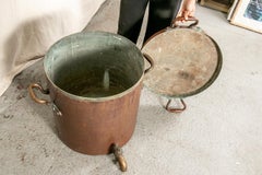 Very Large Antique Copper Lidded Dispenser with Brass Spigot