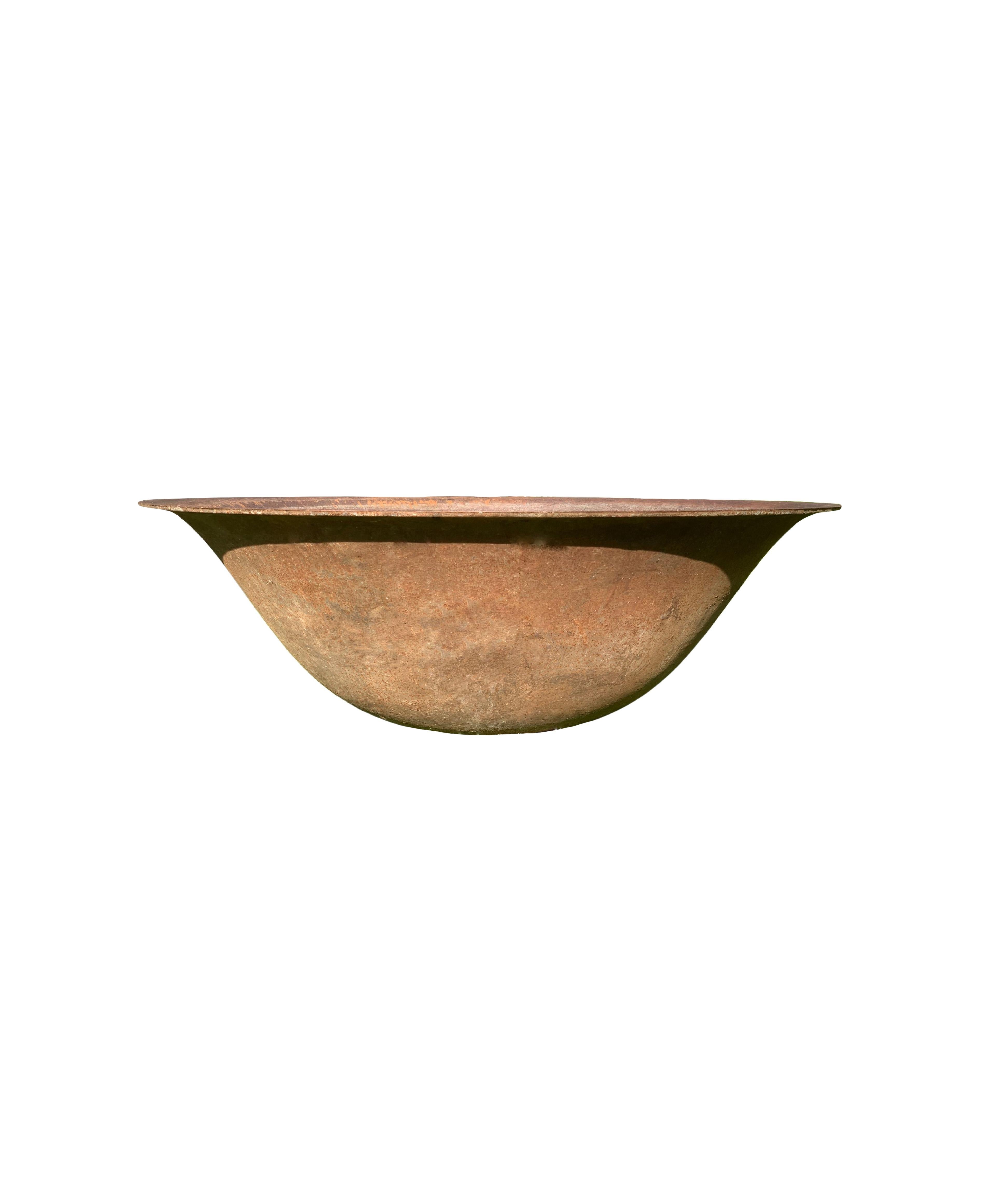 Organic Modern Antique Corten Steel Bowl / Garden Water Bowl / Planter / Fire Bowl For Sale