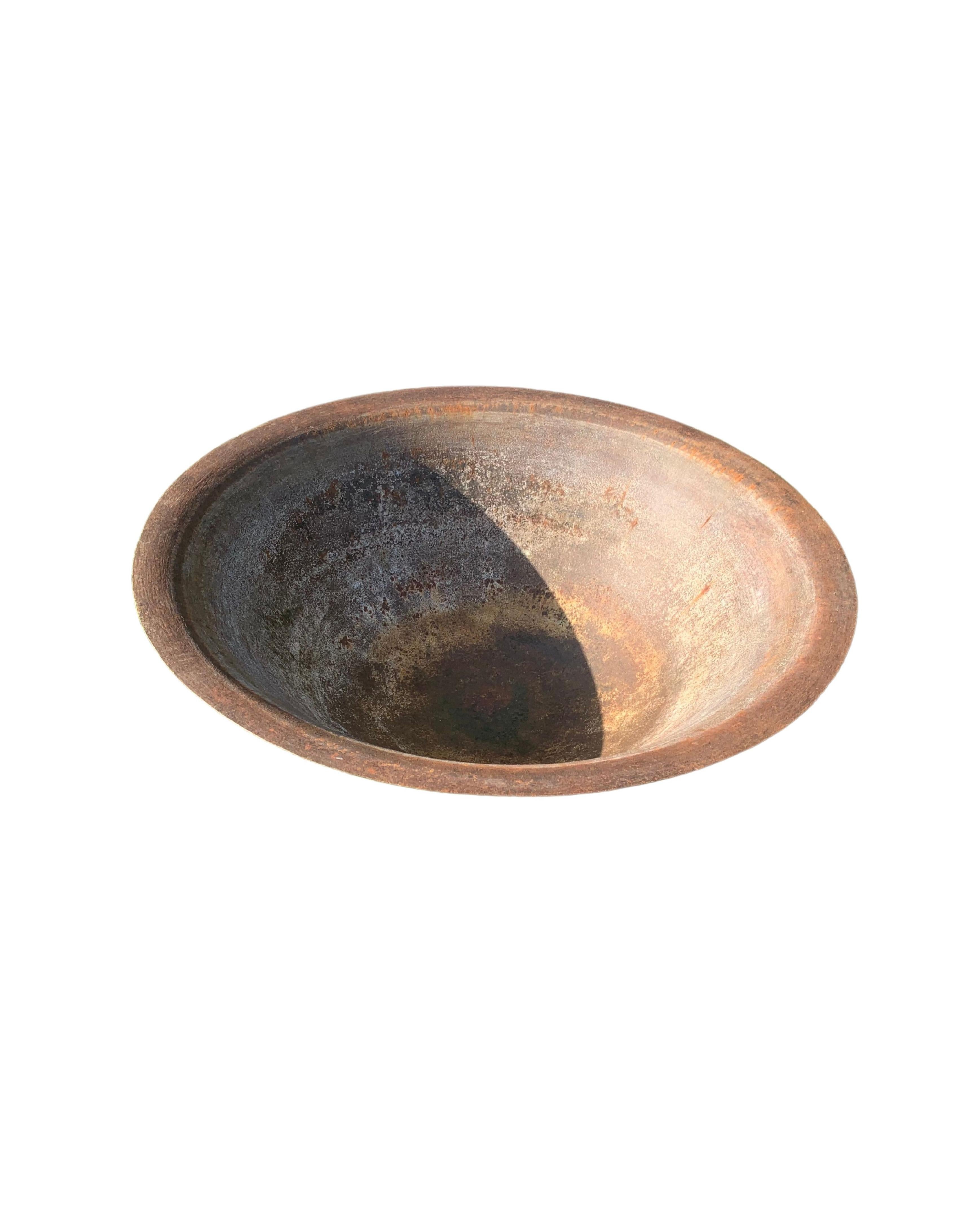 Indonesian Antique Corten Steel Bowl / Garden Water Bowl / Planter / Fire Bowl For Sale