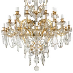 Very Large Antique Crystal Glass and Ormolu Chandelier by Baccarat
