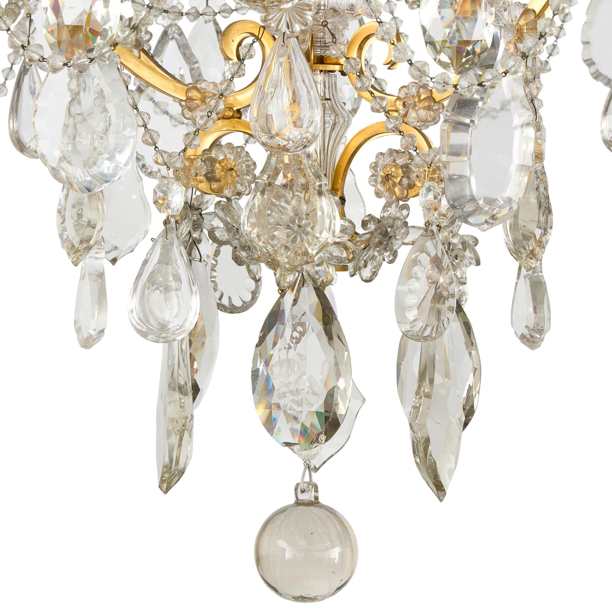Very Large Antique Crystal Glass and Ormolu Chandelier by Baccarat In Good Condition For Sale In London, GB