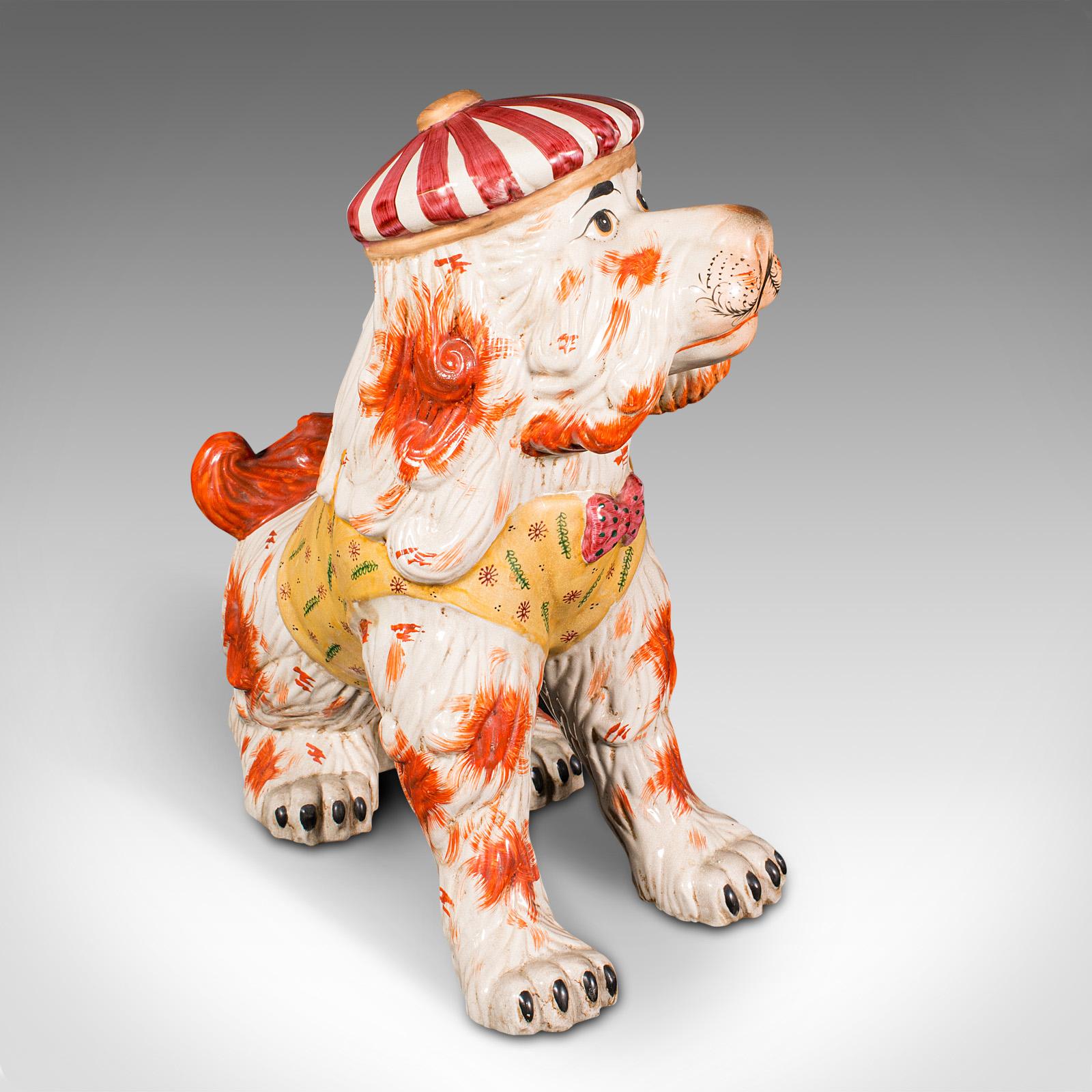 Late Victorian Very Large Antique Decorative Dog, English, Ceramic, Life Size Figure, Victorian