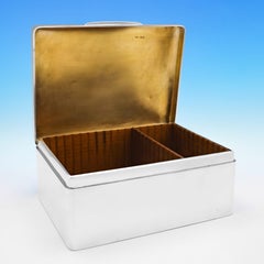 Very large antique Edwardian sterling silver cigar box by Mappin & Webb 1903