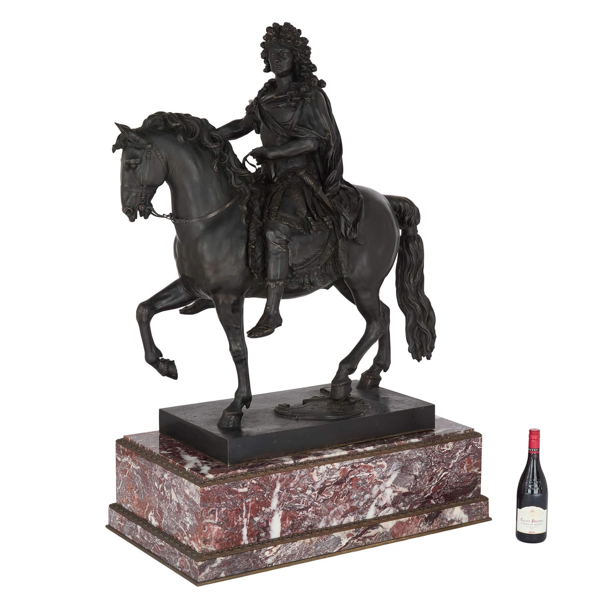 Very Large Antique English Bronze Sculpture Equestrian Louis XIV Elkington & Co For Sale 3