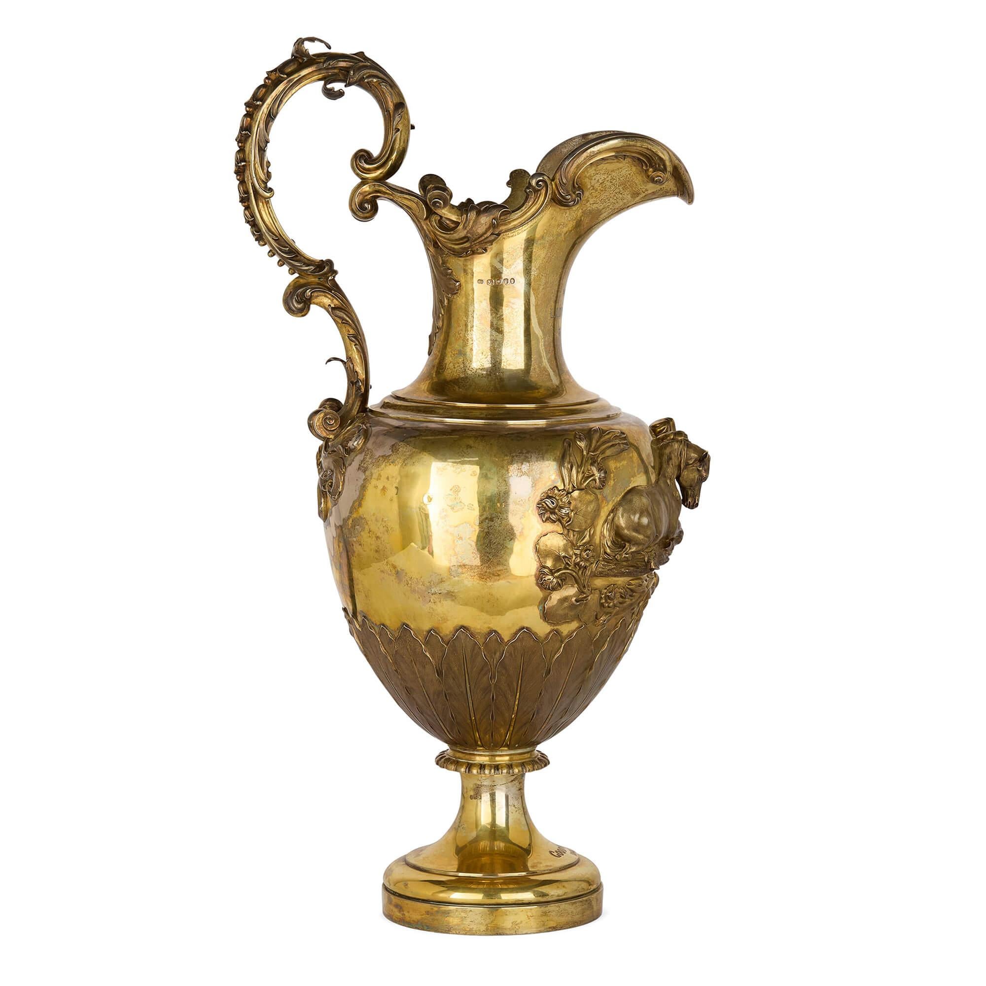 Georgian Very Large Antique English Silver-Gilt Equestrian Trophy by Paul Storr For Sale