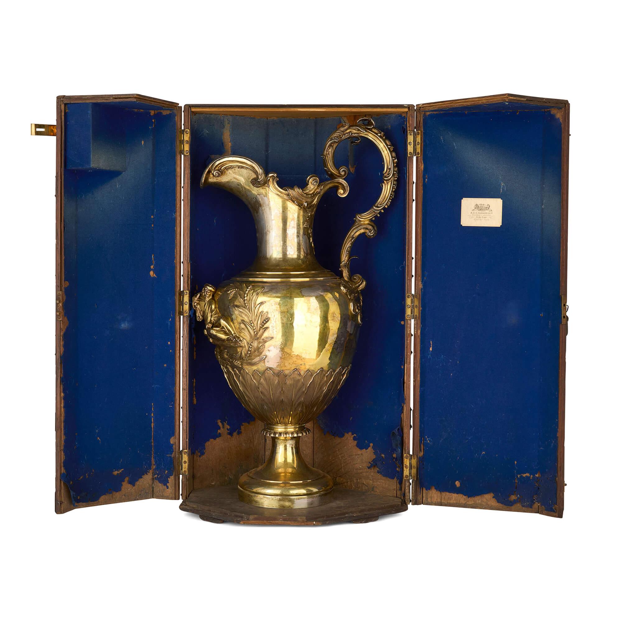 Vermeil Very Large Antique English Silver-Gilt Equestrian Trophy by Paul Storr For Sale