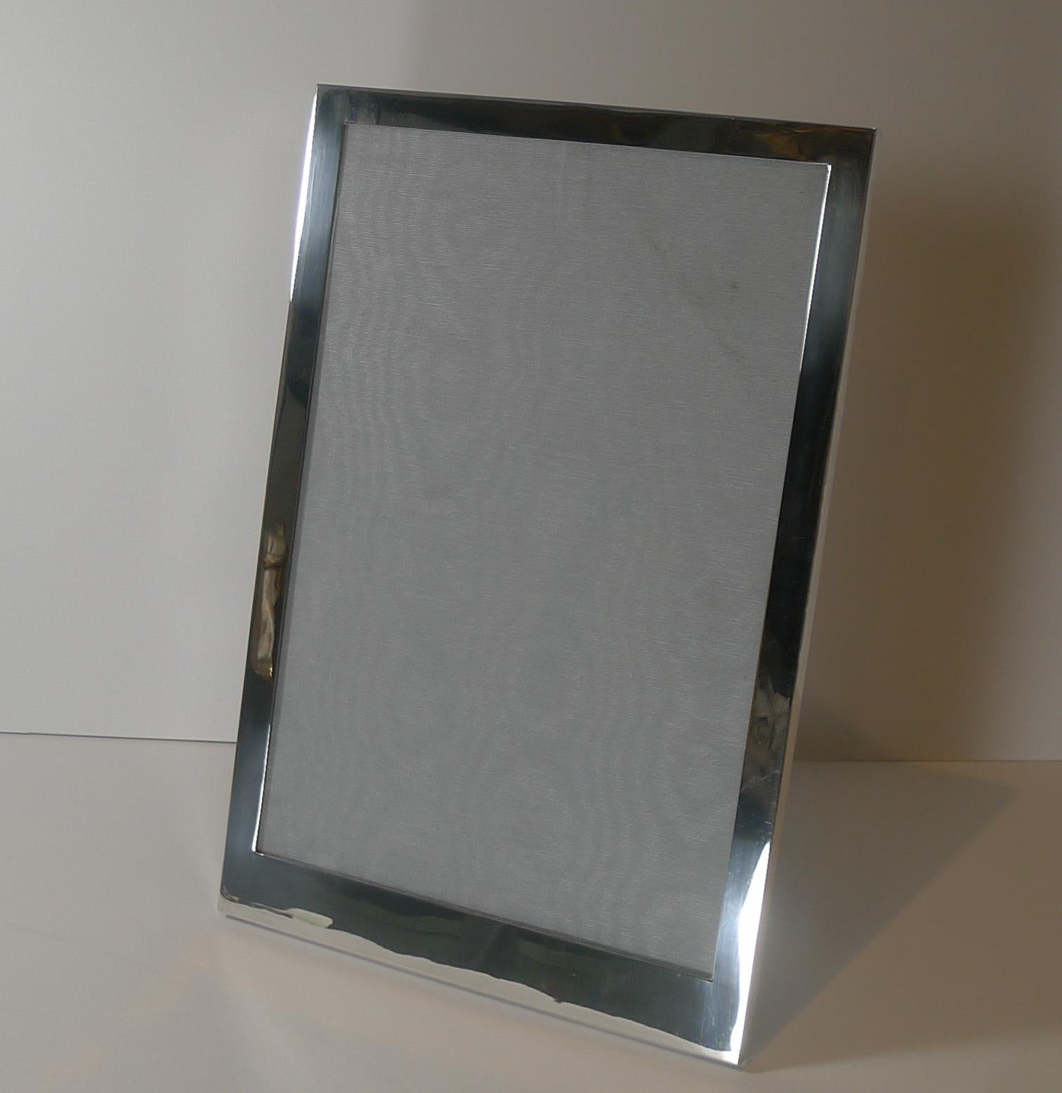 Art Deco Very Large Antique English Sterling Silver Photograph / Picture Frame, 1921