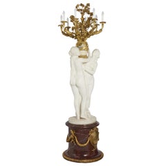 Molto grande Antique French Marble Ormolu Candelabrum Carrier-Belleuse Barbedienne