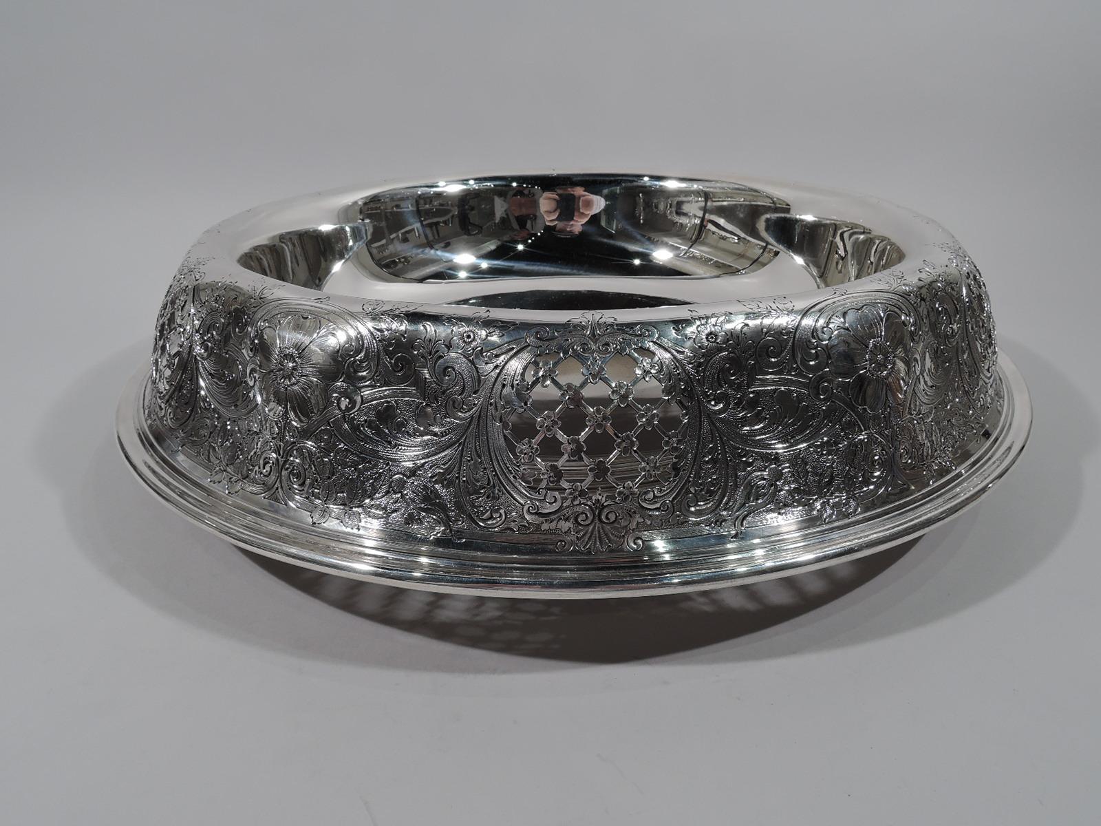 American Very Large Antique Gorham Edwardian Sterling Silver Centerpiece Bowl
