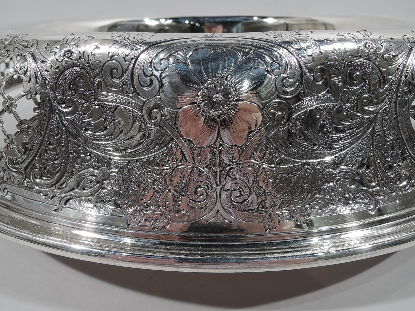 Early 20th Century Very Large Antique Gorham Edwardian Sterling Silver Centerpiece Bowl