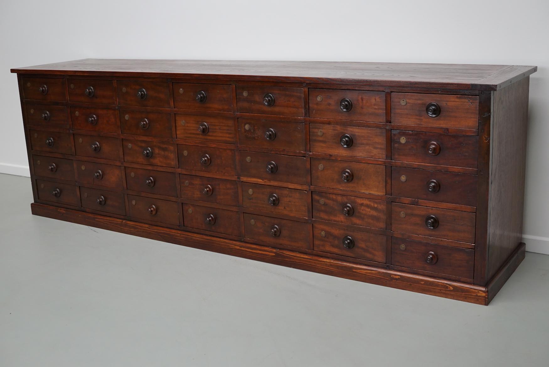 Very Large Antique Hardwood Apothecary Cabinet / Bank of Drawers, ca 1900 For Sale 7
