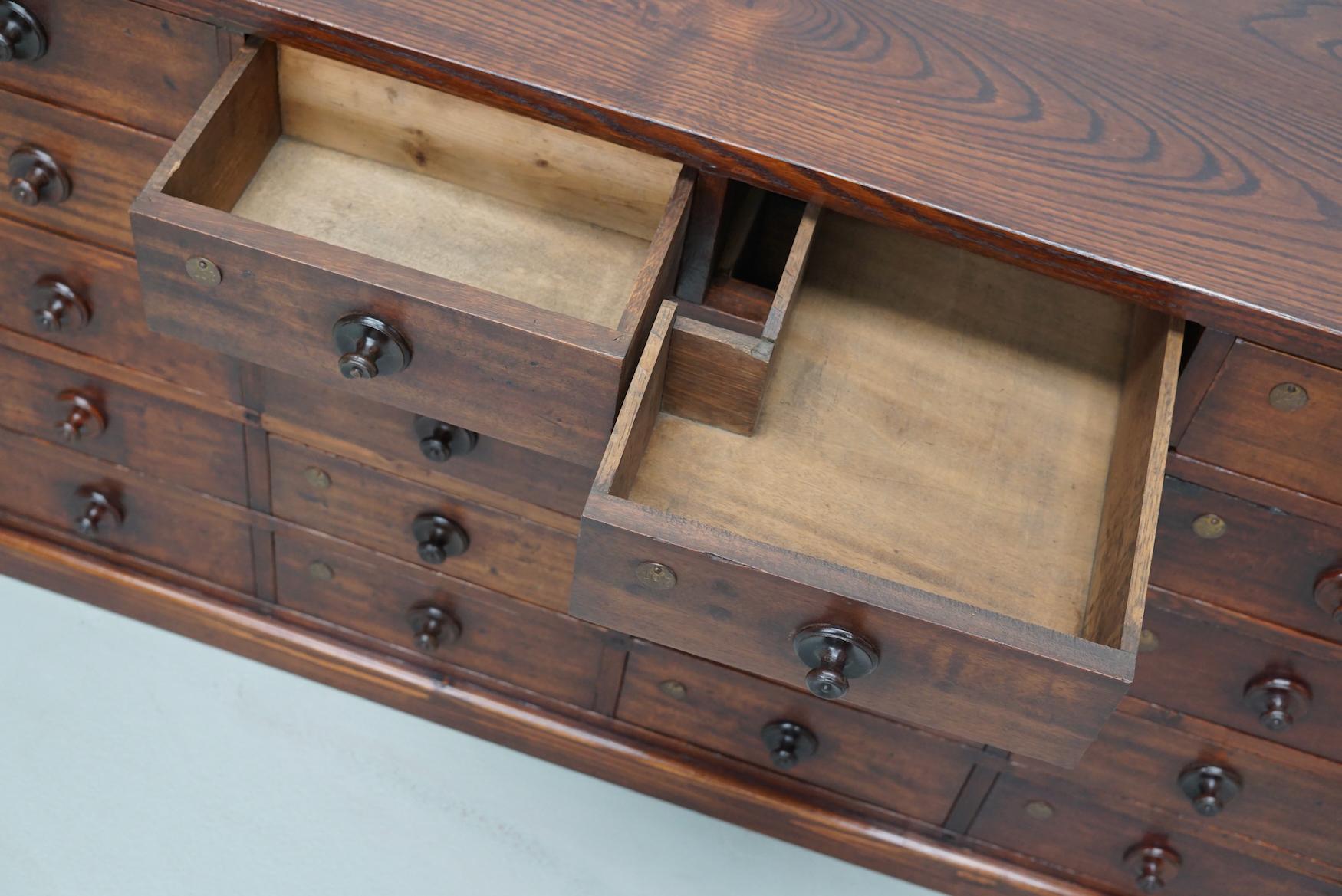 Very Large Antique Hardwood Apothecary Cabinet / Bank of Drawers, ca 1900 For Sale 9