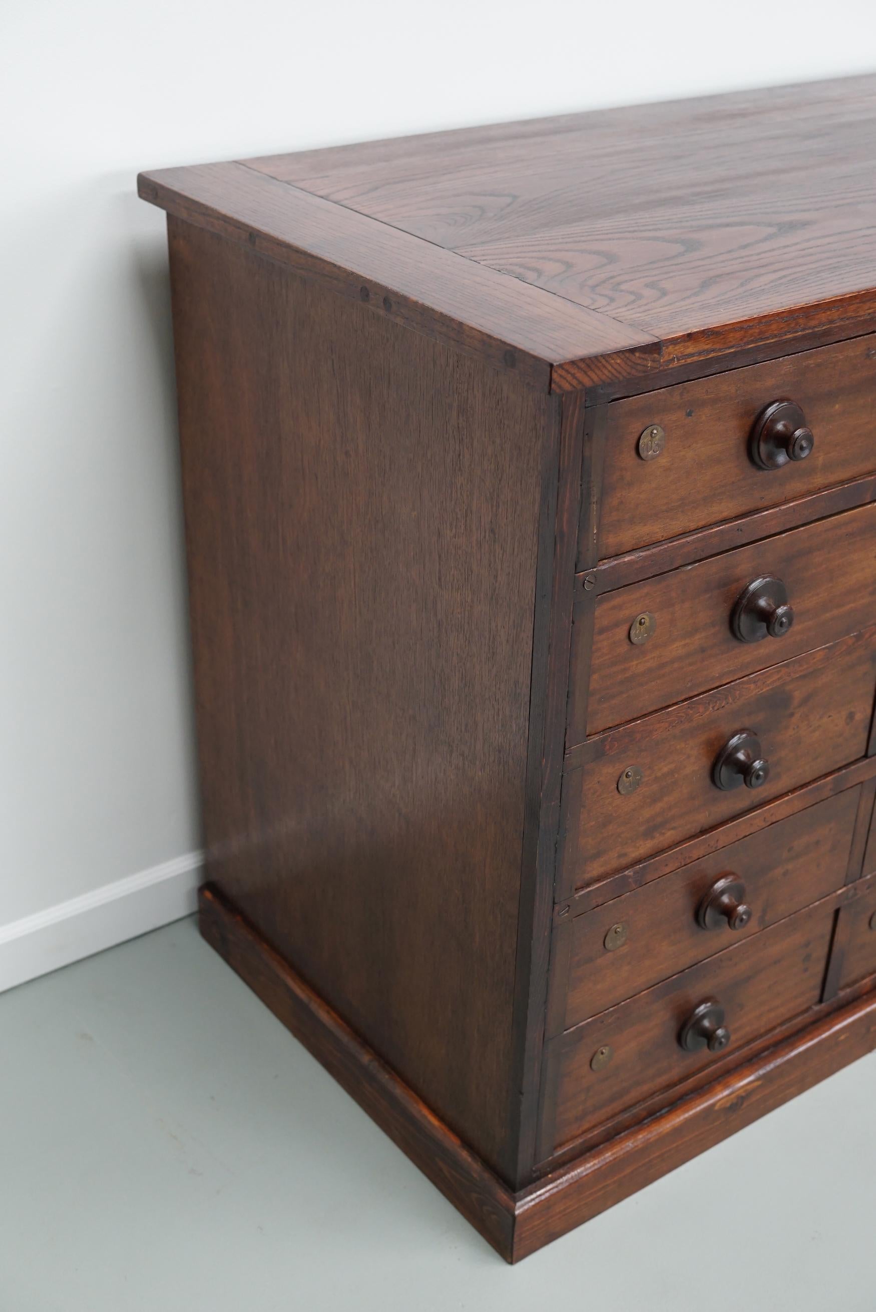 Very Large Antique Hardwood Apothecary Cabinet / Bank of Drawers, ca 1900 For Sale 11