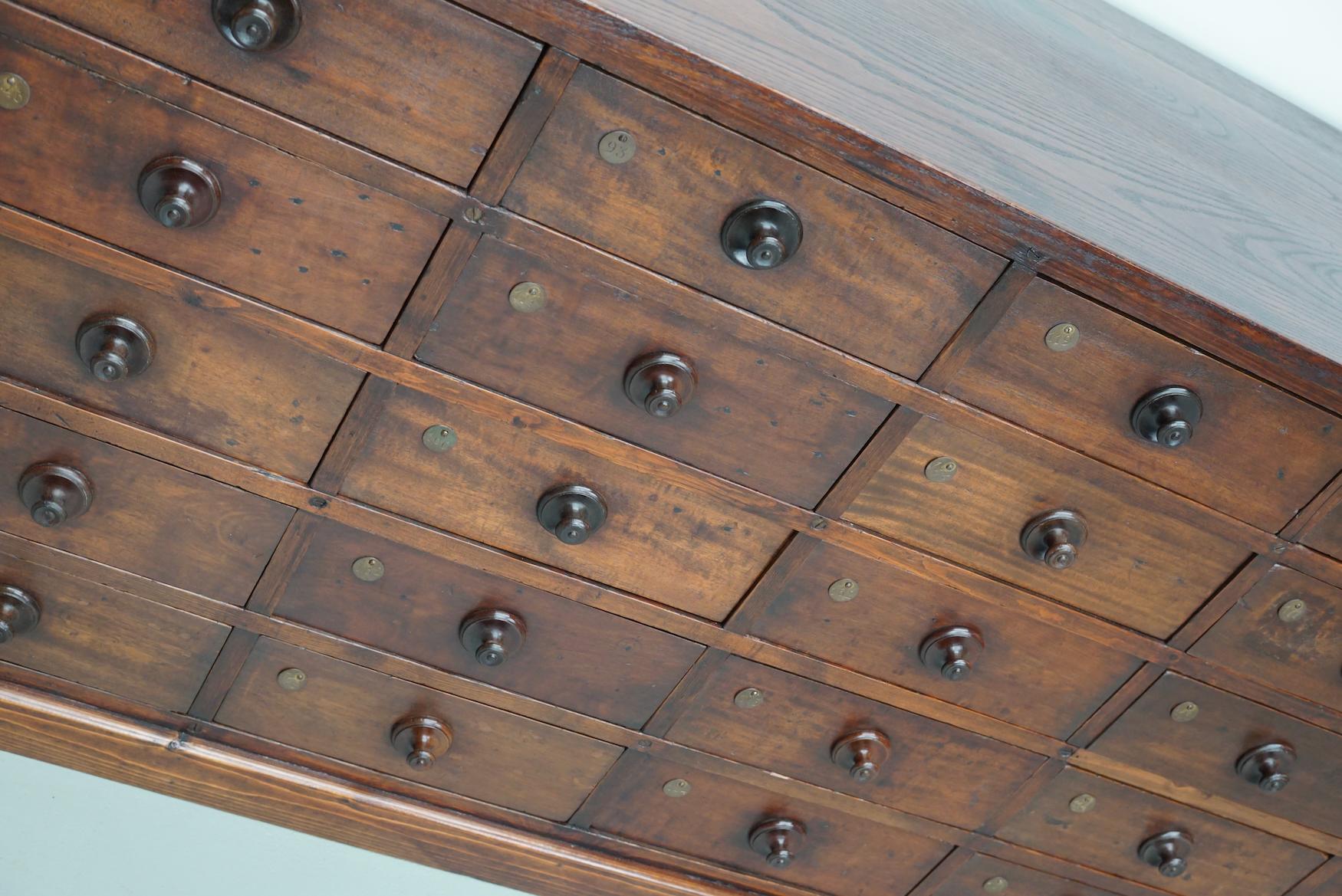 Very Large Antique Hardwood Apothecary Cabinet / Bank of Drawers, ca 1900 For Sale 12