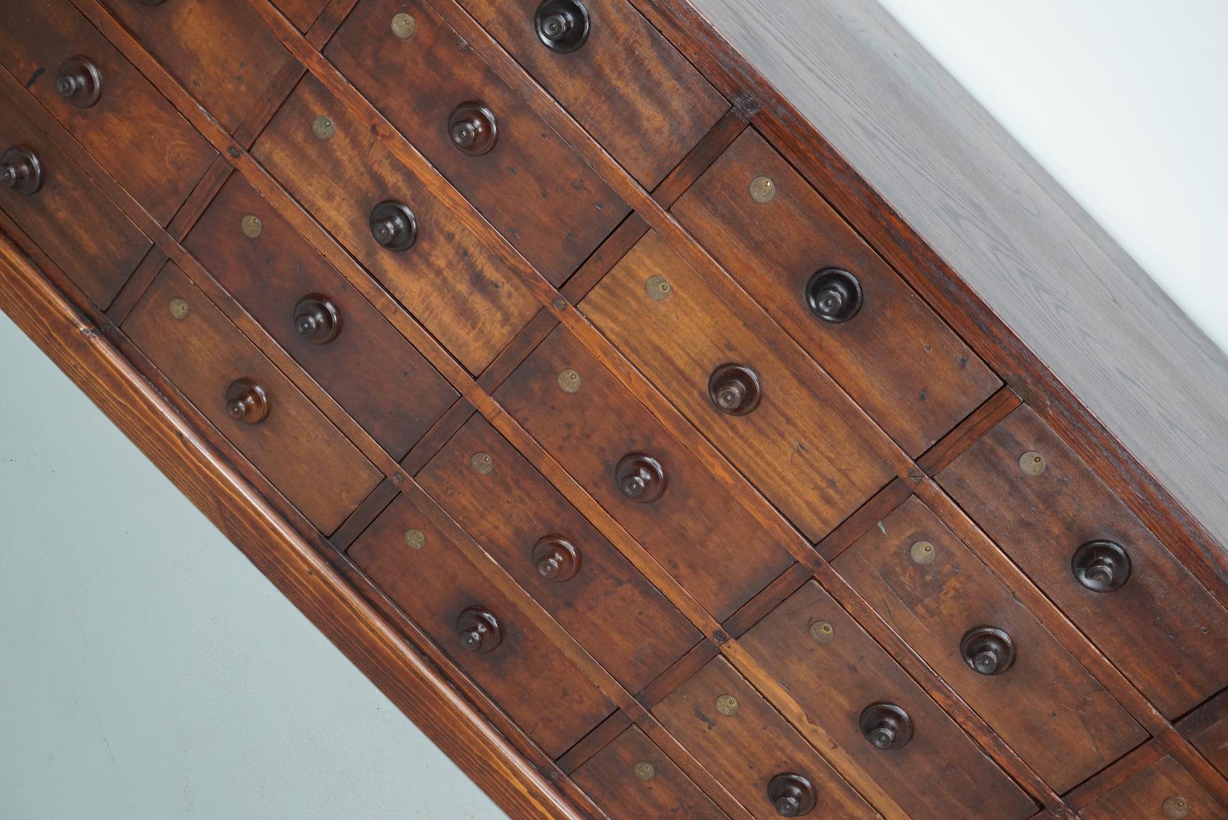 Very Large Antique Hardwood Apothecary Cabinet / Bank of Drawers, ca 1900 For Sale 15