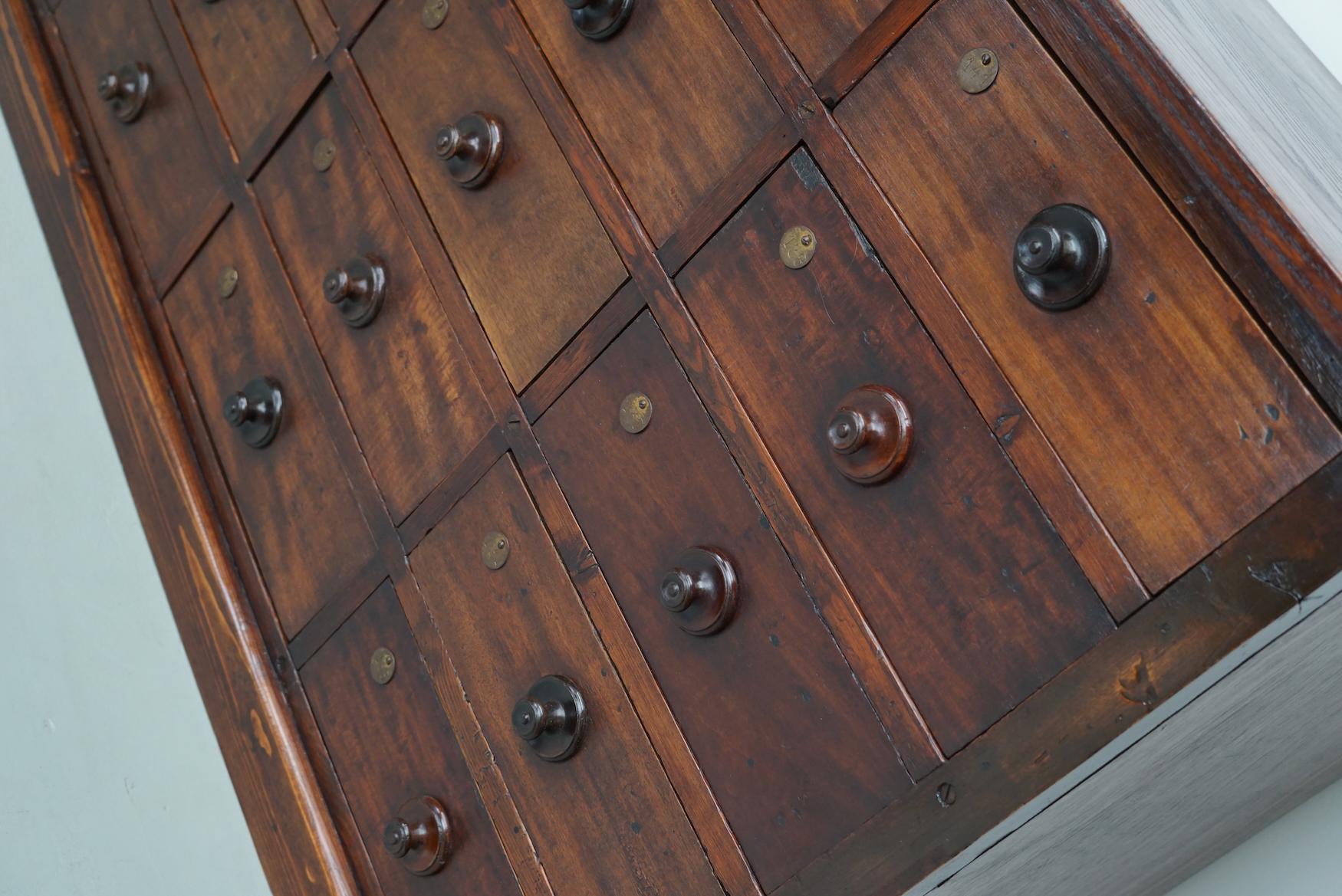 Very Large Antique Hardwood Apothecary Cabinet / Bank of Drawers, ca 1900 For Sale 1