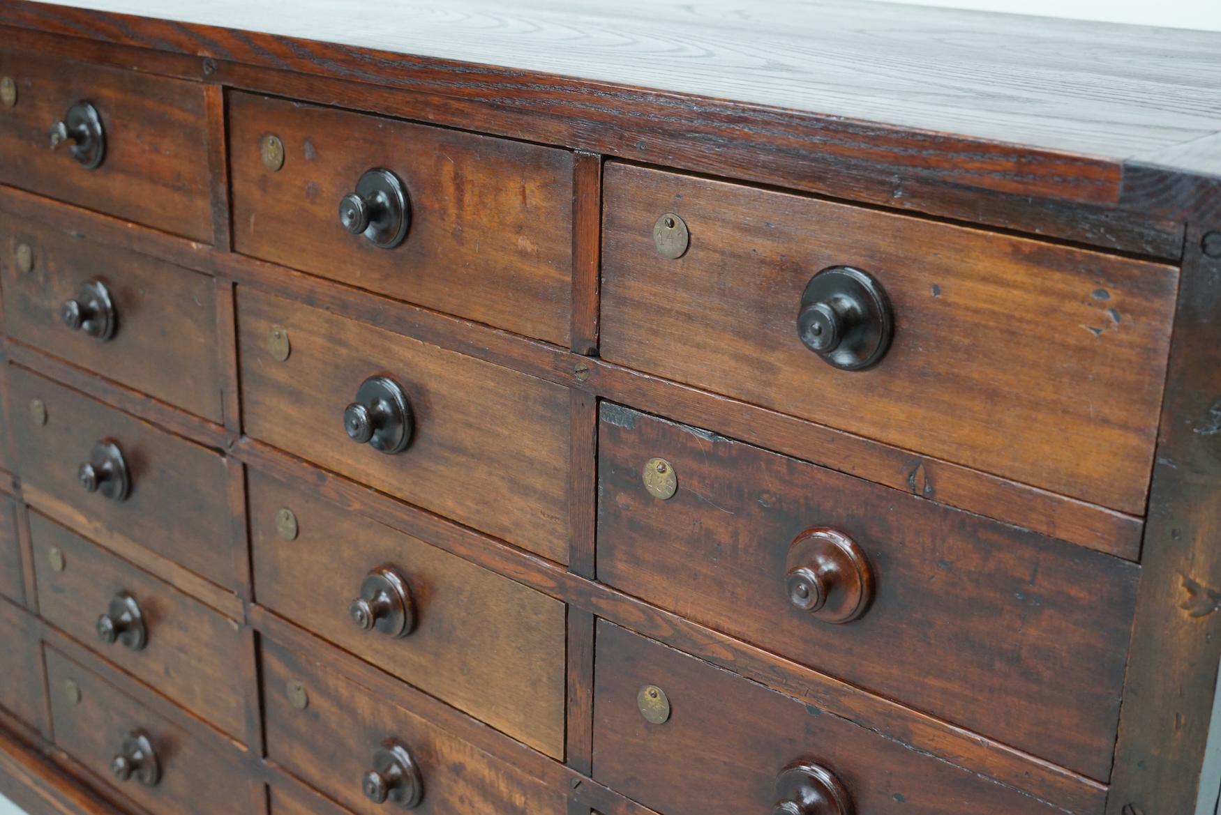 Very Large Antique Hardwood Apothecary Cabinet / Bank of Drawers, ca 1900 For Sale 2