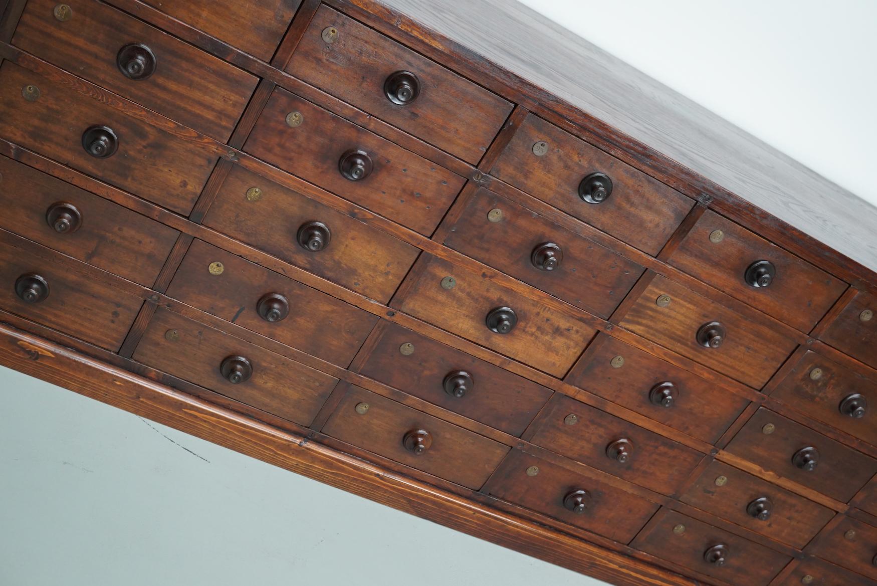 Very Large Antique Hardwood Apothecary Cabinet / Bank of Drawers, ca 1900 For Sale 3