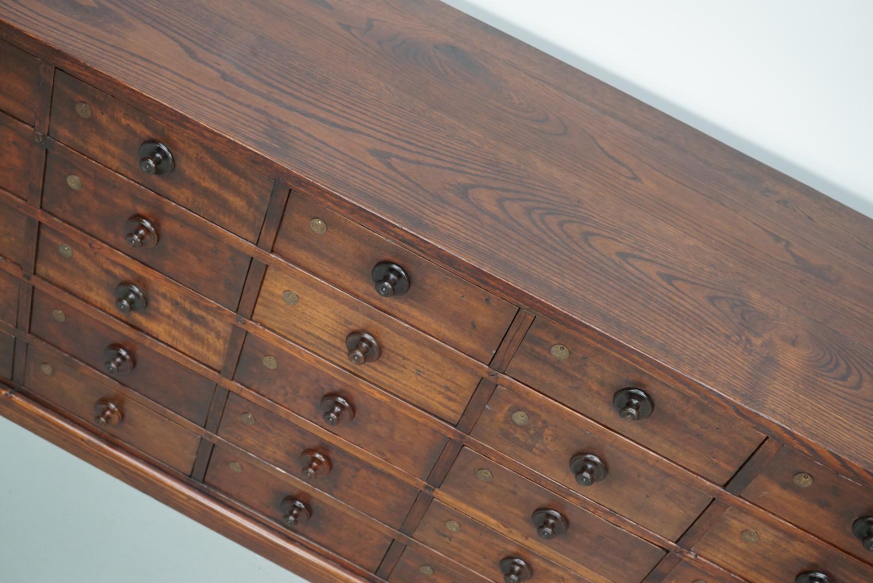 Very Large Antique Hardwood Apothecary Cabinet / Bank of Drawers, ca 1900 For Sale 5