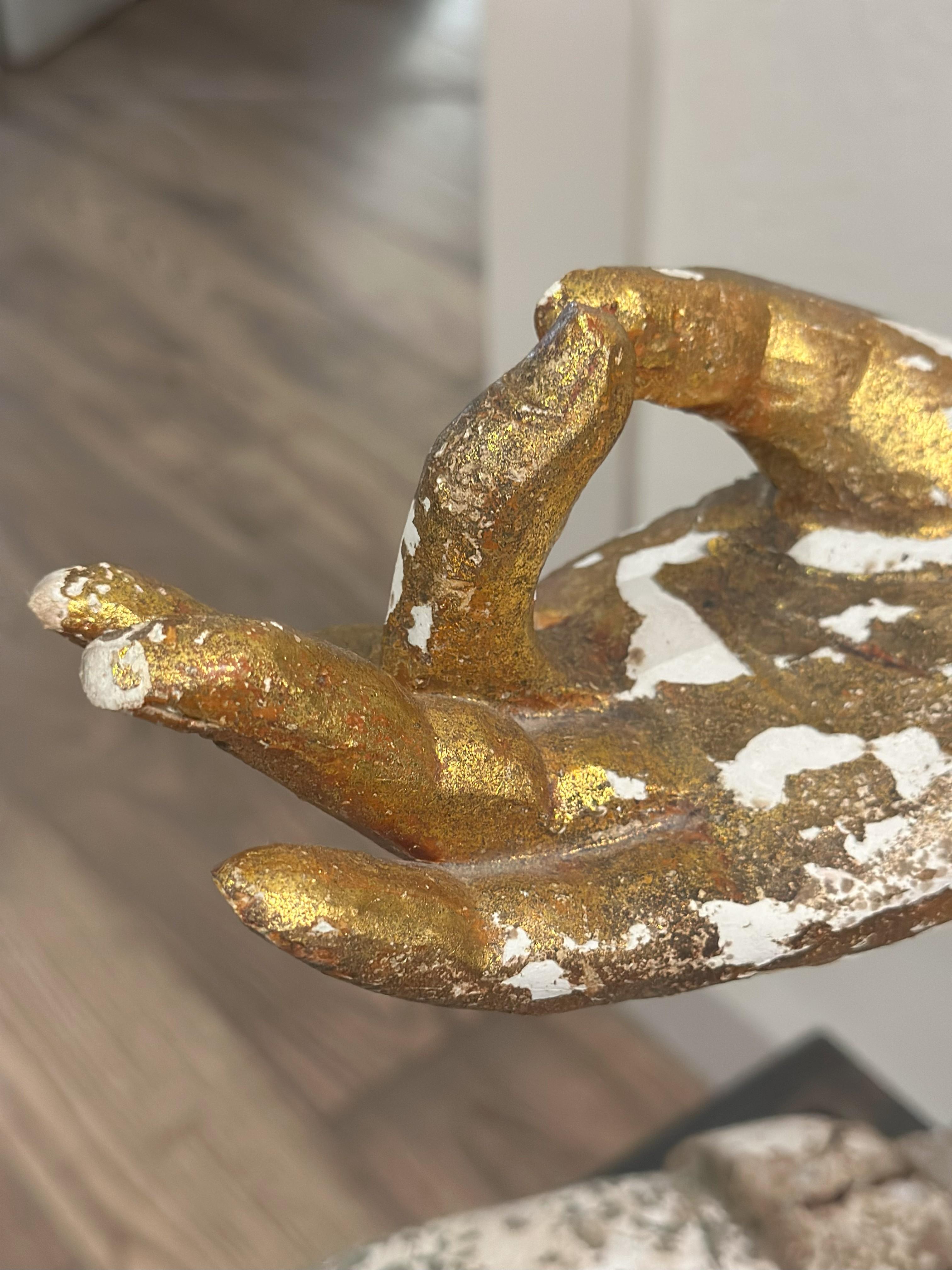 Very Large Antique Life Size Buddha Carving 18/19th Century with Gold leaf For Sale 9